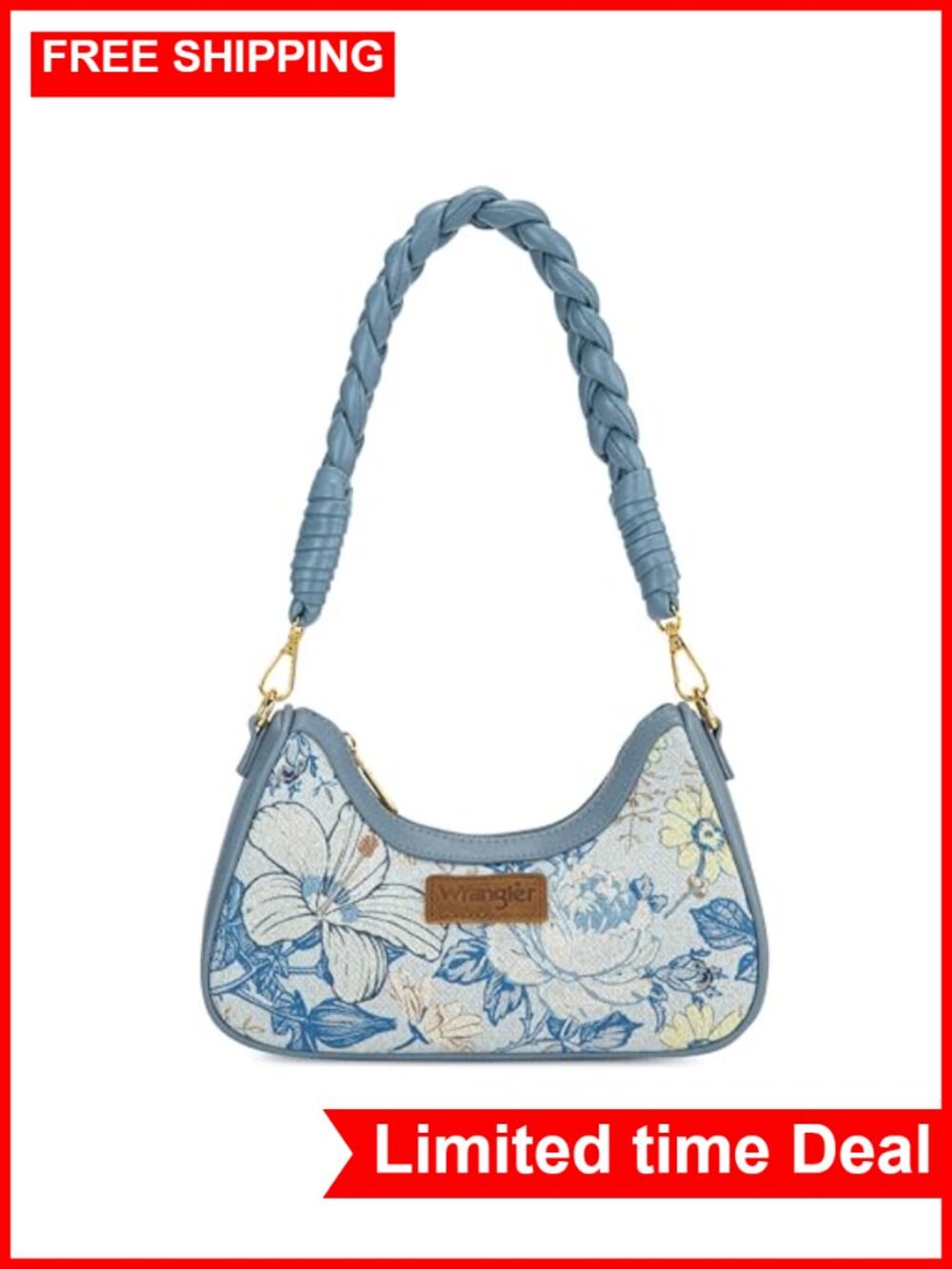 Vintage Floral Hobo Shoulder Bag for Women - Canvas & Faux Leather Purse